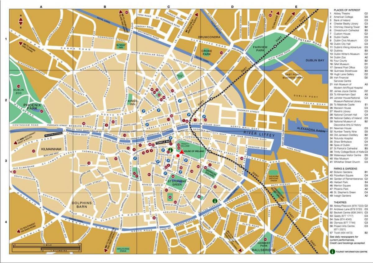 Mapa do centro da cidade de Dublin