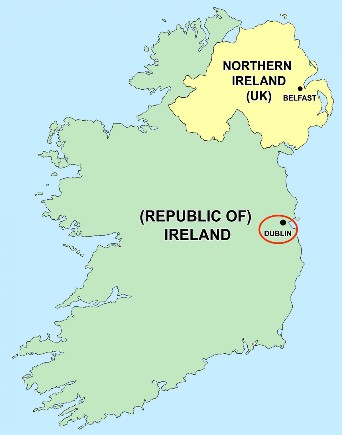 Dublin em Leinster - Mapa da Irlanda