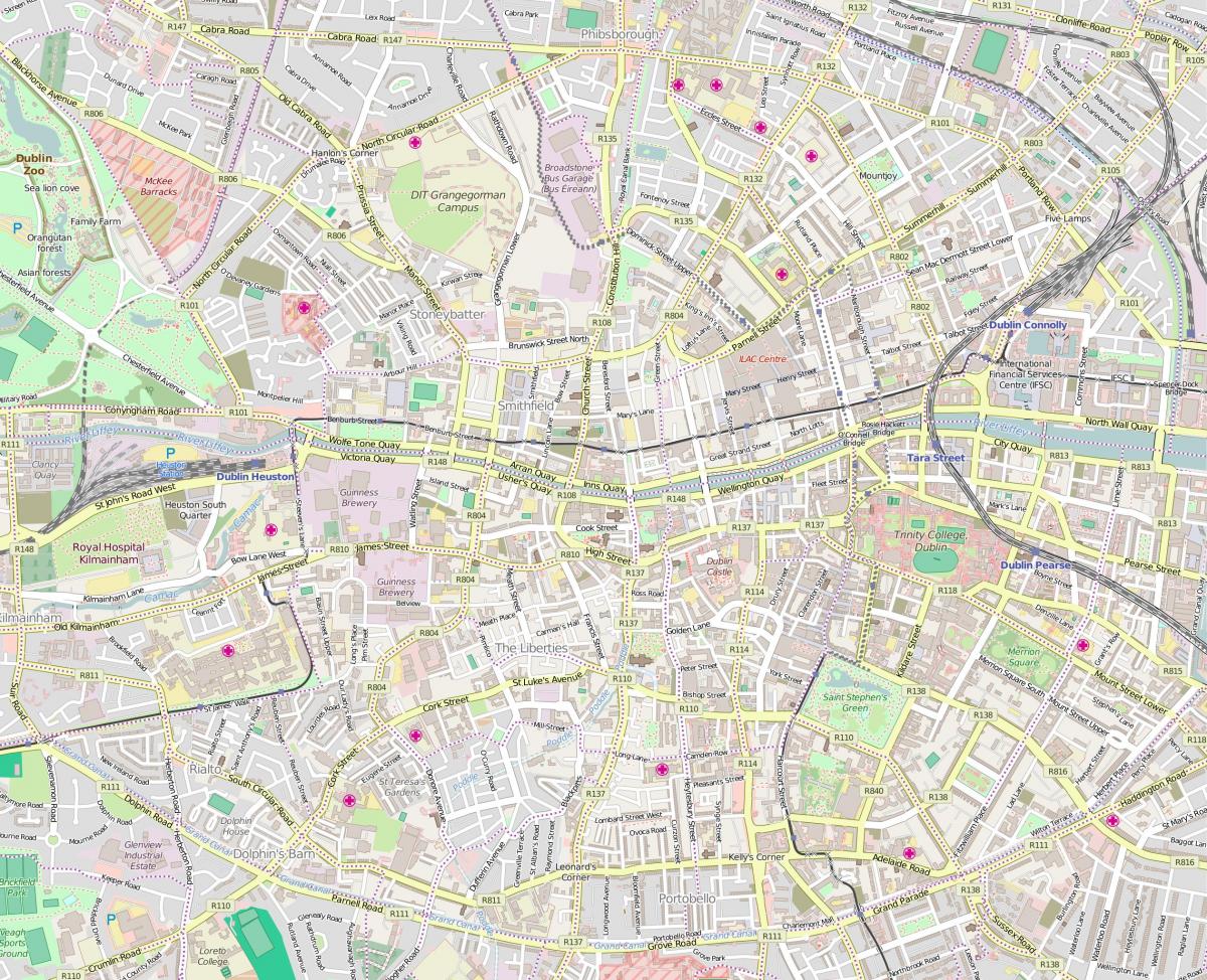 Mapa das ruas de Dublin