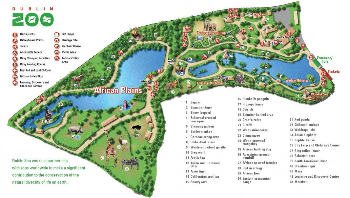 Mapa do Parque Zoológico de Dublin